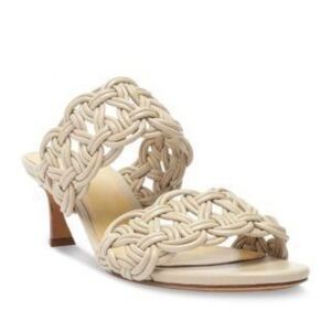 *NWT*  Alexandra Birman Elegant Cream Woven 2” Heels - Sandals in Box